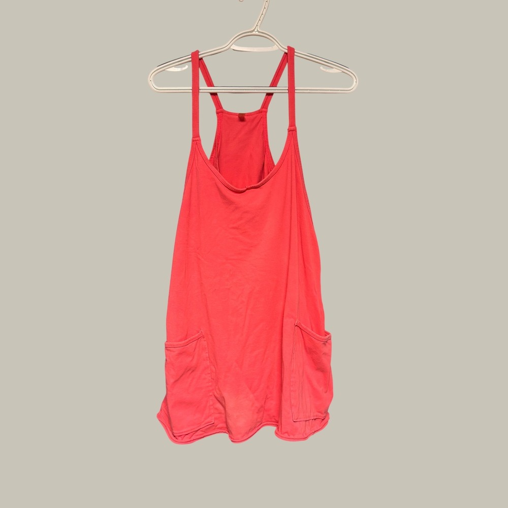 Free People Movement Hot Shot Mini Dress Coral Pink XS Racerback Pocketed